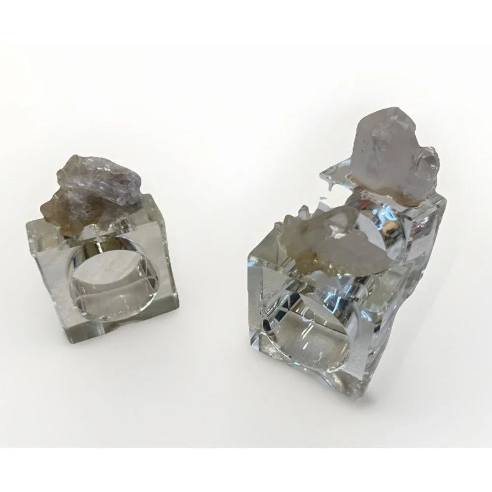 4pc Geode Napkin Rings Z Gallerie Quartz Crystal Druzy Napkin Holders Luxury New